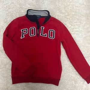 Ralph Lauren Boys 1/4 Zip Fleece Sweater Red 7 Years
